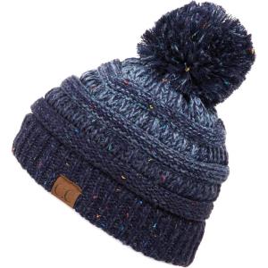 imageCC Unisex Ribbed Confetti Knit Beanie HAT33Navy1 Pom