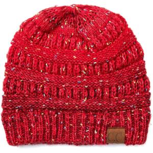 imageCC Unisex Ribbed Confetti Knit Beanie HAT33Red Ombre