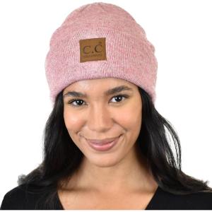imageCC Unisex Soft Warm Acrylic Knit Cuffed Recycled Yarn BeanieHeather Bubble Berry