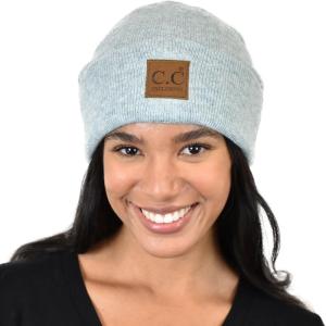 imageCC Unisex Soft Warm Acrylic Knit Cuffed Recycled Yarn BeanieHeather Mint