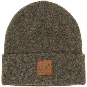 imageCC Unisex Soft Warm Acrylic Knit Cuffed Recycled Yarn BeanieHeather Moss