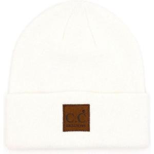 imageCC Unisex Soft Warm Acrylic Knit Cuffed Recycled Yarn BeanieWhite