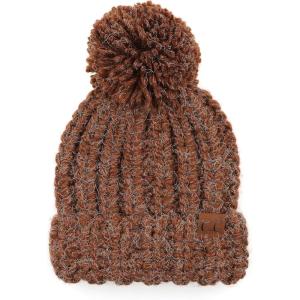 imageCC Unisex Warm Soft Knit Pom Beanie HatFuzzy Cable Knit Clay