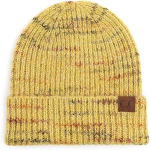 imageCC Unisex Warm Soft Recycled Yarn Skully Beanie2 Way Cuff Mustard