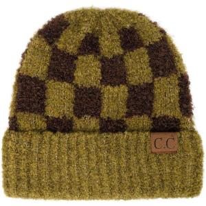 imageCC Unisex Warm Soft Recycled Yarn Skully BeanieCheckered OliveBrown