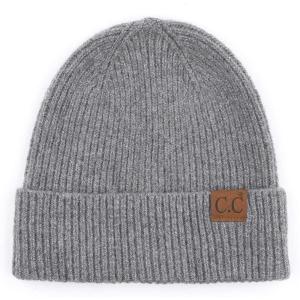 imageCC Unisex Warm Soft Recycled Yarn Skully BeanieRibbed Light Melange Gray