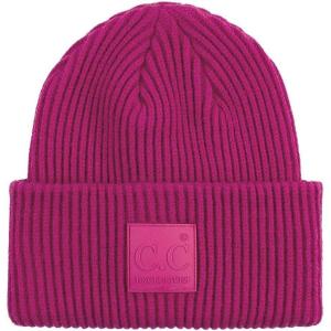 imageCC Unisex Winter Thick Knit Plain Cuff Skull Cap Beanie HatHot Pink