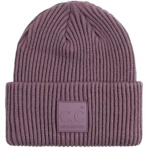 imageCC Unisex Winter Thick Knit Plain Cuff Skull Cap Beanie HatViolet