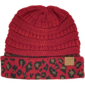 imageCC Winter Fall Trendy Chunky Stretchy Cable Knit Beanie HatLeopard Burgundy