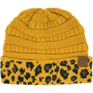 imageCC Winter Fall Trendy Chunky Stretchy Cable Knit Beanie HatLeopard Mustard
