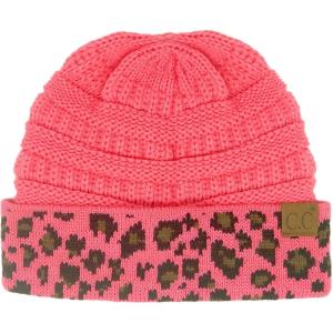 imageCC Winter Fall Trendy Chunky Stretchy Cable Knit Beanie HatLeopard New Candy Pink