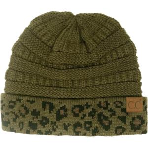 imageCC Winter Fall Trendy Chunky Stretchy Cable Knit Beanie HatLeopard New Olive