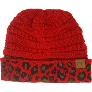 imageCC Winter Fall Trendy Chunky Stretchy Cable Knit Beanie HatLeopard Red