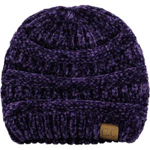 imageCC Womens Chenille Soft Warm Thick Knit Beanie Cap HatDark Purple