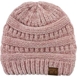 imageCC Womens Chenille Soft Warm Thick Knit Beanie Cap HatRose