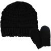 imageCC Babies Winter Cable Knit Beanie and Fuzzy Lined Mitten Set Black