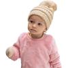 imageCC Babies Winter Cable Knit Beanie and Fuzzy Lined Mitten SetFaux Fur Pom Beige