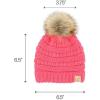 imageCC Babies Winter Cable Knit Beanie and Fuzzy Lined Mitten SetFaux Fur Pom Candy Pink