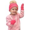 imageCC Babies Winter Cable Knit Beanie and Fuzzy Lined Mitten SetFaux Fur Pom Candy Pink