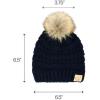 imageCC Babies Winter Cable Knit Beanie and Fuzzy Lined Mitten SetFaux Fur Pom Navy