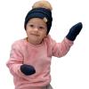 imageCC Babies Winter Cable Knit Beanie and Fuzzy Lined Mitten SetFaux Fur Pom Navy
