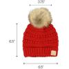 imageCC Babies Winter Cable Knit Beanie and Fuzzy Lined Mitten SetFaux Fur Pom Red