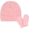 imageCC Babies Winter Cable Knit Beanie and Fuzzy Lined Mitten SetPale Pink