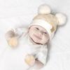 imageCC Baby Daisy Double Knit Skully Beanie and Gloves Set for Toddler with Faux Fur Pom PomBeige