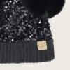 imageCC Baby Pom Pom Multicolored Beanie for Boys Girls Comfortable Soft Warm Infant Baby Knit Skully HatSequin Black
