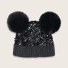 imageCC Baby Pom Pom Multicolored Beanie for Boys Girls Comfortable Soft Warm Infant Baby Knit Skully HatSequin Black