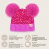imageCC Baby Pom Pom Multicolored Beanie for Boys Girls Comfortable Soft Warm Infant Baby Knit Skully HatSequin Hot Pink