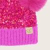 imageCC Baby Pom Pom Multicolored Beanie for Boys Girls Comfortable Soft Warm Infant Baby Knit Skully HatSequin Hot Pink