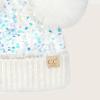 imageCC Baby Pom Pom Multicolored Beanie for Boys Girls Comfortable Soft Warm Infant Baby Knit Skully HatSequin White
