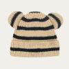 imageCC Baby Teddy Bear Ear Beanie for Boys Girls Comfortable Soft Warm Infant Baby Knit Skully HatTeddy Stripe Beige