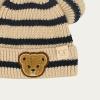 imageCC Baby Teddy Bear Ear Beanie for Boys Girls Comfortable Soft Warm Infant Baby Knit Skully HatTeddy Stripe Beige