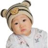 imageCC Baby Teddy Bear Ear Beanie for Boys Girls Comfortable Soft Warm Infant Baby Knit Skully HatTeddy Stripe Beige