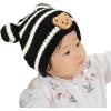 imageCC Baby Teddy Bear Ear Beanie for Boys Girls Comfortable Soft Warm Infant Baby Knit Skully HatTeddy Stripe Black