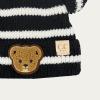 imageCC Baby Teddy Bear Ear Beanie for Boys Girls Comfortable Soft Warm Infant Baby Knit Skully HatTeddy Stripe Black