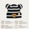 imageCC Baby Teddy Bear Ear Beanie for Boys Girls Comfortable Soft Warm Infant Baby Knit Skully HatTeddy Stripe Black