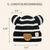 imageCC Baby Teddy Bear Ear Beanie for Boys Girls Comfortable Soft Warm Infant Baby Knit Skully HatTeddy Stripe Black