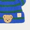 imageCC Baby Teddy Bear Ear Beanie for Boys Girls Comfortable Soft Warm Infant Baby Knit Skully HatTeddy Stripe Blue