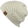 imageCC Basketweave Knit Warm Inner Lined Soft Stretch Skully Beanie HatBeige