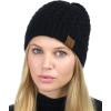 imageCC Basketweave Knit Warm Inner Lined Soft Stretch Skully Beanie HatBlack