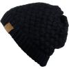imageCC Basketweave Knit Warm Inner Lined Soft Stretch Skully Beanie HatBlack