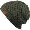 imageCC Basketweave Knit Warm Inner Lined Soft Stretch Skully Beanie HatDark Olive