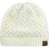 imageCC Basketweave Knit Warm Inner Lined Soft Stretch Skully Beanie HatIvory