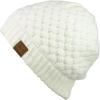 imageCC Basketweave Knit Warm Inner Lined Soft Stretch Skully Beanie HatIvory