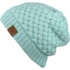 imageCC Basketweave Knit Warm Inner Lined Soft Stretch Skully Beanie HatMint