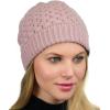 imageCC Basketweave Knit Warm Inner Lined Soft Stretch Skully Beanie HatRose