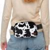 imageCC Belt Bag for Women Crossbody Fanny Pack with Adjustable Strap  Fashion Waist Pack Gifts BG4253 WhiteCow PatternBlack